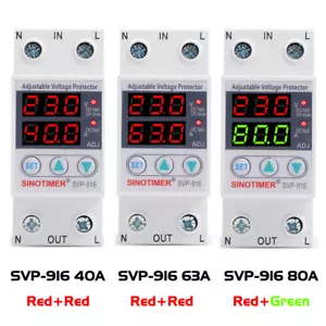 40A 63A 80A Auto Recover Over Under Voltage Limit Current Protection Relay 220V - Picture 1 of 41