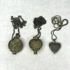 Lot of 3 Pendant & Locket Necklaces Bronze? Heart Retro Essential Oil Diffusers