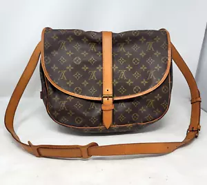 Louis Vuitton Saumur 35 Monogram Large Shoulder Crossbody Hand Bag Vintage Auth - Picture 1 of 17