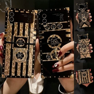 For Samsung Galaxy Z Flip4 Flip3 5G Luxury Gold Flower Shockproof Case - Picture 1 of 16