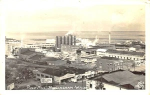Bellingham WA Vista aerea mulino a polpa Nash concessionaria motori Halkon RPPC - Foto 1 di 2