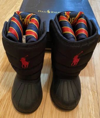 Polo Ralph Lauren Vancouver Ez Black/Red Boots Size Us 5 Euro 21 - Image 1 of 4
