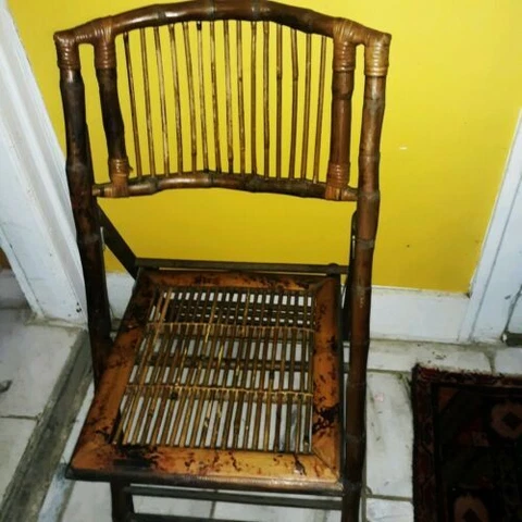 2 Antique High end Classy  Bamboo Dining/side  Chairs, tiger style color RARE Cover
