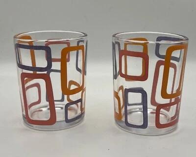 Gafas de chupito votivas con diseños rectangulares multicolores - Lote de 2 - 3 pulgadas de alto Foto 1 de 4