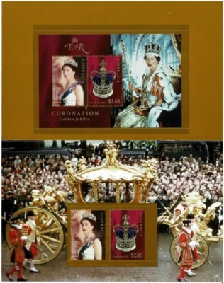Stamp 2003 Australia Coronation Golden Jubilee of QE2 pair & mini sheet in POP - Image 1 of 2