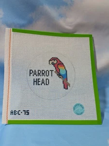 Atlantic Blue Canvas Florida Parrot  Handpainted Needlepoint  #75 - LAST ONE! - Picture 1 of 3