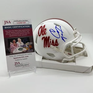 Mini casco Cooper Manning autografato Ole Miss Rebels bianco opaco firmato JSA - Foto 1 di 8