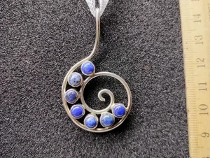 925 Sterling Silber Sodalith Spirale Anhänger sehr einzigartiges Design blau - Bild 1 von 1