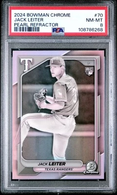 2024 BOWMAN CHROME PEARL REFRACTOR #70 JACK LEITER PSA 8 - Image 1 of 2