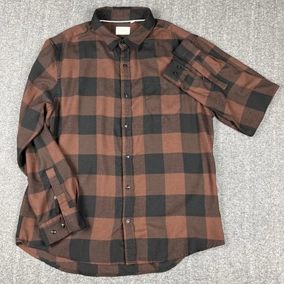 7 Diamonds Shirt Mens L Generation Soft Flannel Brown Black Buffalo Check Pocket - Image 1 of 4