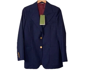 NWT Gucci Women's Uniform Blazer Navy Wool Mohair Gold Buttons IT Size 42 US M - Picture 1 of 17