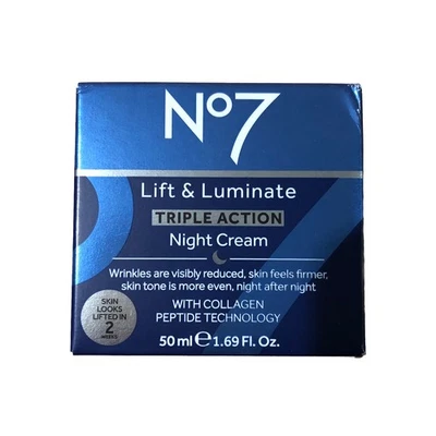 No7 Lift and Luminate Triple Action Night Cream. With Collagen Peptide Tec- 50ml - Image 1 of 4