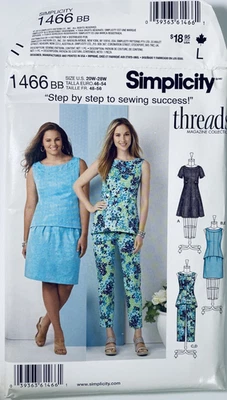 Simplicity 1466 Sewing Pattern Dress Skirt Tunic Crop Pants Plus 20W-28W UNCUT - Image 1 of 4