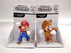 2 x Figura World of Nintendo Super Mario Bros. Tanooki Mario Jakks Pacific - Imagen 1 de 3
