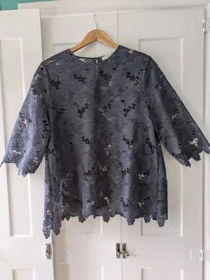 Lovely Grey Blue Rocha John Rocha Lace Top Size 16 Excellent Condition - Image 1 of 4