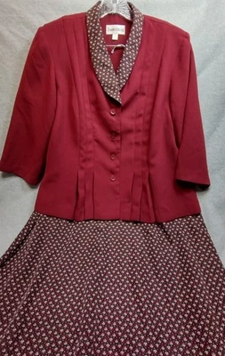 Saia Longa e Jaqueta Estampa Borgonha Danny and Nicole 2 Peças Novo com etiquetas Tamanho 16 - Imagem 1 de 4