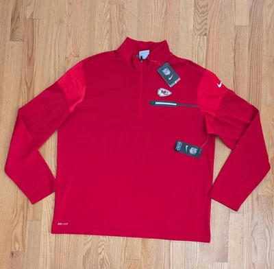 Kansas City Chiefs Nike 1/4 Cremallera Para Hombres XL Sobre el Campo Dri-Fit Pullover Mantente Caliente Nuevo Con Etiquetas Foto 1 de 4