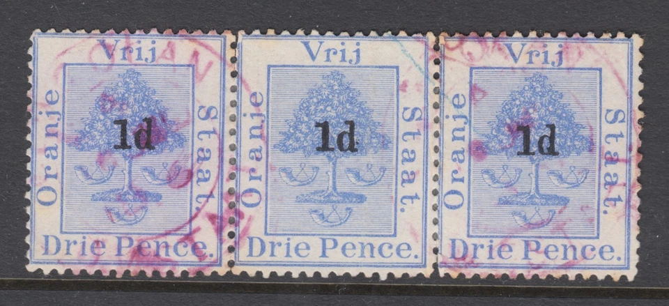 Оранжевый Free State, SG 55 б/у. 1890 1p на 3p апельсиновое дерево полоска, пурпурный отменить - Изображение 1 из 1