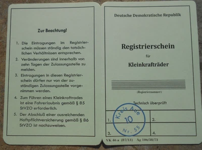 Simson Registrierschein SR4-2/1 Star - Bild 1 von 2