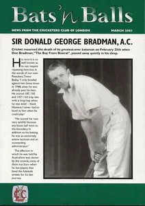 Donald Bradman, Bats' n Balls, on death 2001, 4 page news London Cricketers Club - Picture 1 of 1