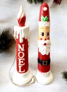 Vintage Empire & Dapol Tabletop Blow Mold Noel Candle 13.5" & Skinny Santa 14" - Picture 1 of 14