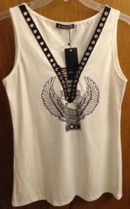 Sheilay Harley Davidson Biker Eagle Tie Up Tank Top Women S 34" chest - Picture 1 of 7