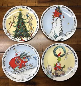 Dr. Seuss How GRINCH Stole Set Natale/4 Piatti Antipasto 65° Anniversario Nuovo con etichette - Foto 1 di 7