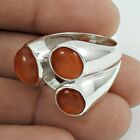 Natural Carnelian Gemstone Cocktail Tribal Ring Size Q 925 Silver For Women Y97
