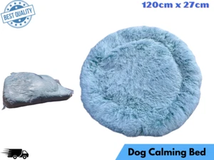 Washable Dog Calming Bed Soft Plush Round Cave for Comfortable Sleep - Green - Picture 1 of 12