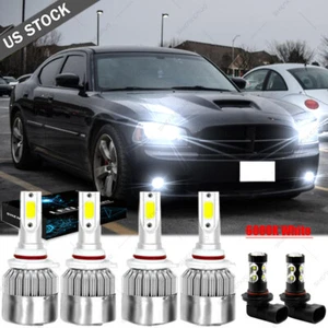 For Dodge Charger 2006 2007 2008 2009 6x white LED Headlights Hi/Lo + Fog Lights - Picture 1 of 11