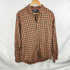 Ralph Lauren Custom Fit kariertes Button Down Langarm Hemd orange M - Bild 1 von 5