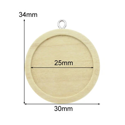 12 шт. Смешанные Цвета Дерево 25 мм Ободок Базовая Установка Амулеты Кулон Сделай Сам Аксессуары - Изображение 1 из 4