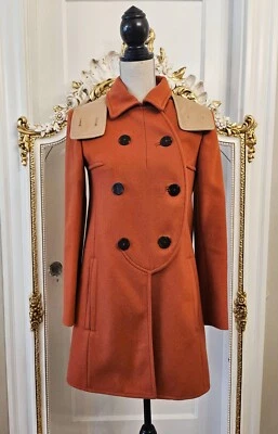 Casaco de lã de ervilha CARVEN US$ 2,6K terracota com capuz removível, (FR) 36, (EUA) 4 - Imagem 1 de 4