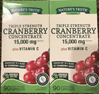 *2* Nature's Truth TRIPLE STRENGTH Cranberry + Vit C 90 ct ea 15,000mg Exp 2023