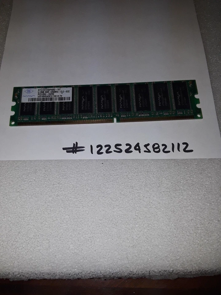 NANYA 512MB DIMM DDR ECC PC2100  266MHz 266 DDR-1 DDR1 Ram Memory  - Image 1 of 1
