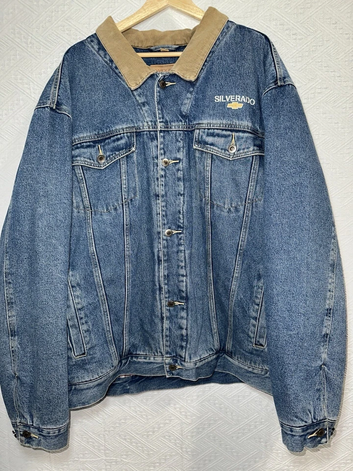 Vtg Chevy Swingster Embroidered Snap-on Jean Trucker Jacket Flannel Lined Sz XXL - Image 1 of 4