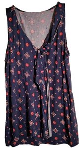 TOP DE MUJER MARGARITA FUENTES - MEDIANO - SIN MANGAS - DISEÑO AZUL OSCURO/ROJO - NUEVO CON ETIQUETAS - Imagen 1 de 2