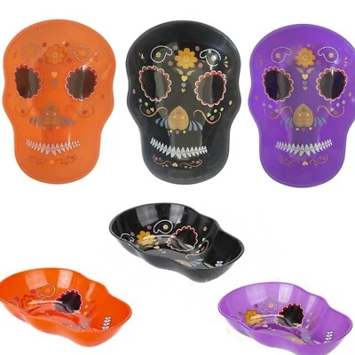 Halloween Plastic Trick Treat Bowls Skull Candy Snacks Holder Party Decor Gift  - Image 1 of 4