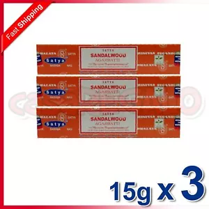 SATYA INCENSE Sticks Sandalwood Incense Meditation Aroma Fragrance - 3 x 15G - Picture 1 of 4