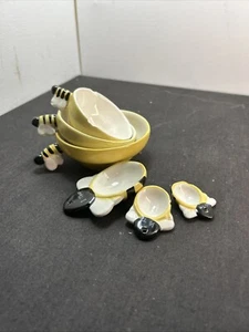 Ceramic Bumble Bee Measuring Spoons Set Of 6 1/4 1/3 1/2 1tbsp 1/2 Tsp 1/4 Tsp - Picture 1 of 7