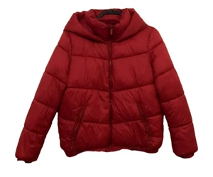 Primark Lined Hooded Women's Red Puffer Short Winter Coat Jacket Size M - Picture 1 of 17