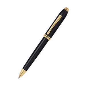 Bolígrafo Cross Townsend lacado en negro con tinta suave, citas chapadas en oro - Imagen 1 de 6