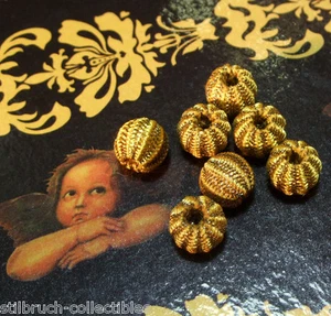 Antique Gold Metallic thread fabric Button Bead Passementerie Bobble Tassel vtg - Picture 1 of 8
