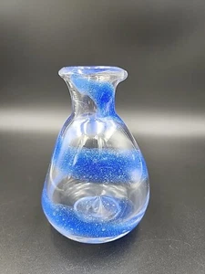 Handblown Blenko Style Blue Swirl Dimpled Cruet / Bud Vase - Bild 1 von 10