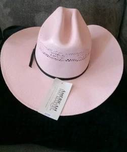 American Hat Company Straw Cowgirl Hat Vintage Made In Mexico Size L New Pink - Picture 1 of 11