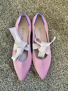 Rothy’s Mary Jane Women's Pink Size 10 Rosebud Tie Strap Bow Pointed Flat Shoes - Picture 1 of 6