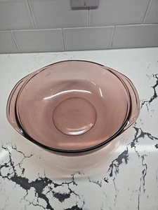 CRANBERRY PYREX #024 ROUND 2 Liter CASSEROLE Dish Only No Lid - Picture 1 of 5