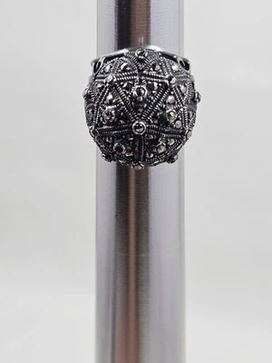 LARGE 925 STERLING SILVER MARCASITES DOME RING SIZE 7 - Image 1 of 4