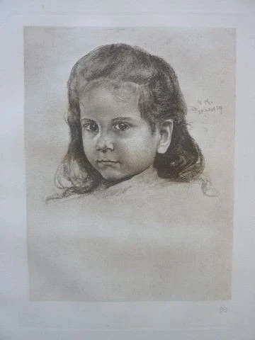 MAX KLINGER - Kupferdruck/Zeichnung von 1910 "Kinderkopf" !! - Bild 1 von 1