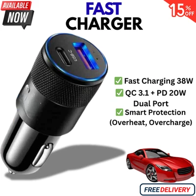 Fast Car Charger PD 20W Dual USB Cigarette Lighter Socket Power Adapter - Image 1 of 4